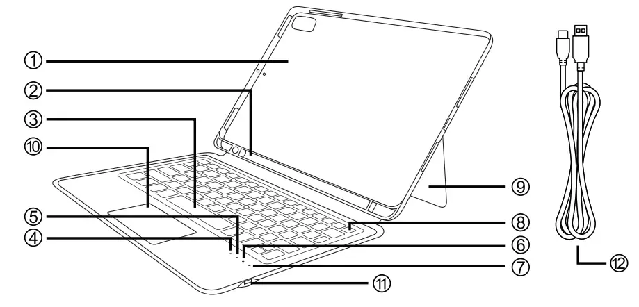 J BURROWS JB102KBTCH Keyboard Folio with Touch Pad - overview