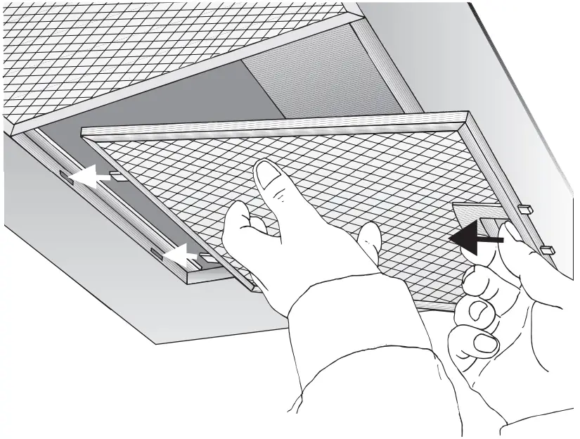 Removing and inserting the metal grease filters: