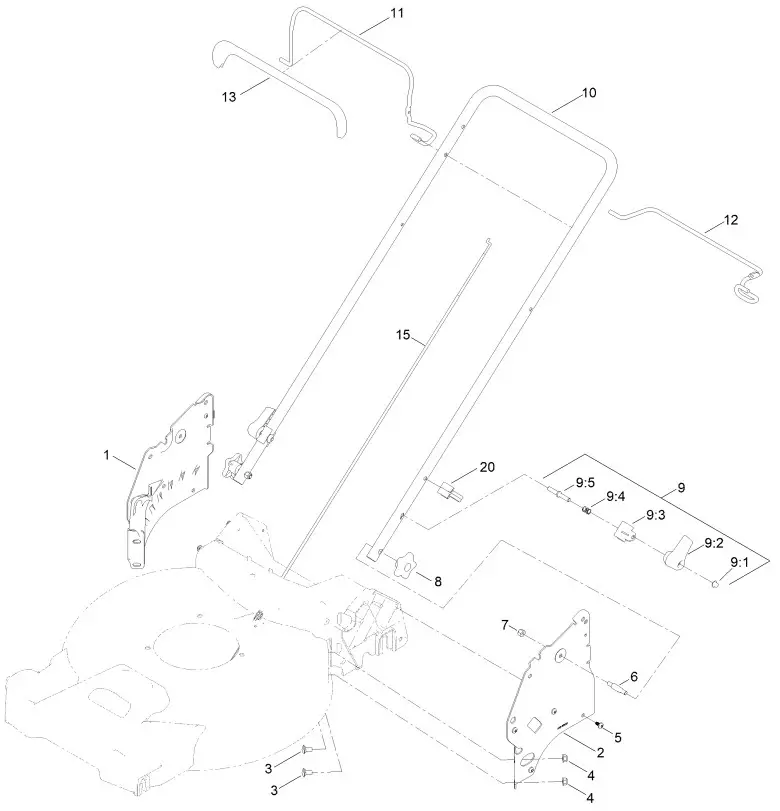 TORO 21326 60V Recycler Lawn Mower - Handle Assembly