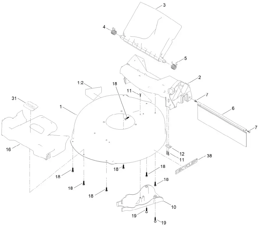 TORO 21326 60V Recycler Lawn Mower - Housing Assembly