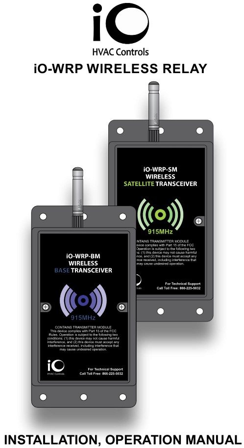 IO HVAC Controls iO-WRP-B WRP Wireless Relay Instruction Manual