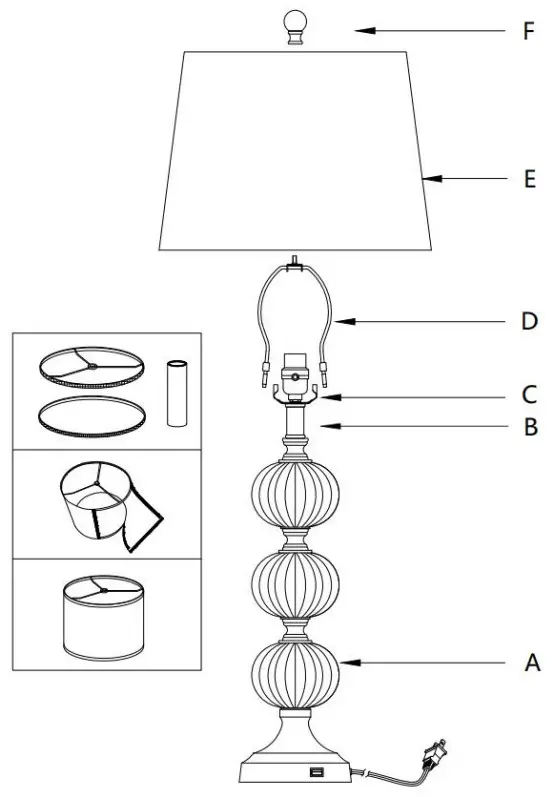 4MODERNHOME T59 Montgomery 29 Inch Blue Buffet Lamp Set - lampshade5