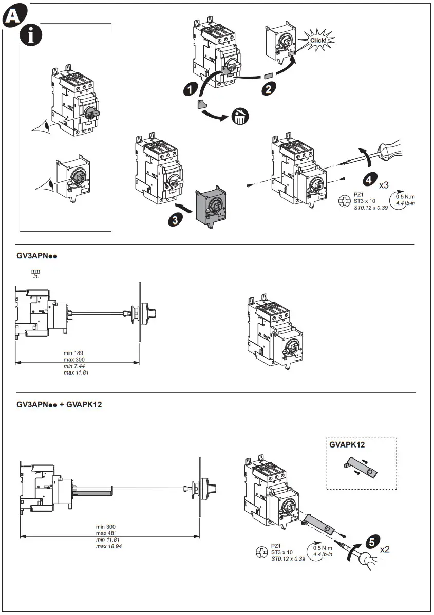 Schneider Electric GV3APN01 Extended Rotary Handle Kit - GV3APN 1