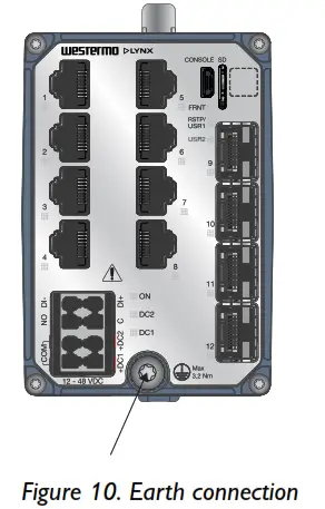 westermo Lynx 5600 Series Industrial Gigabit Switch - Earth connection