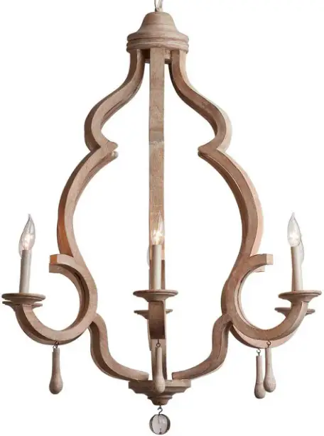 ETHAN ALLEN 093037 Fiona Carved Wood Chandelier