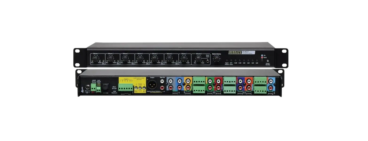 Redback A 4427 8 Channel Mixer With Message Player Instructions