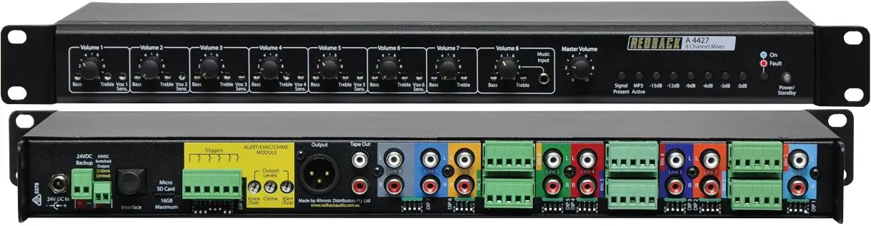 REDBACK A 4427 8 Channel Mixer With Message Player
