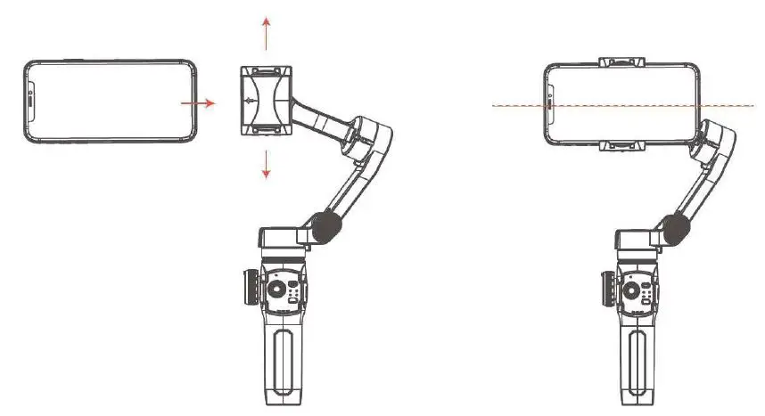 Shenzhen JX ROBOT Technology Co Ltd SPRX8 Smartphone Gimbal User Manual - Insert the smartphone to the stabilizer according