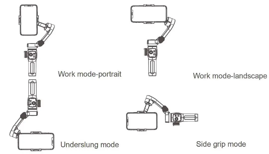 Shenzhen JX ROBOT Technology Co Ltd SPRX8 Smartphone Gimbal User Manual - Side Grip mode
