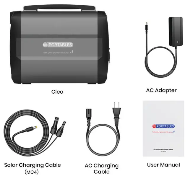 SR PORTABLES CLEO Portable Lithium Solar Generator - Adaptor