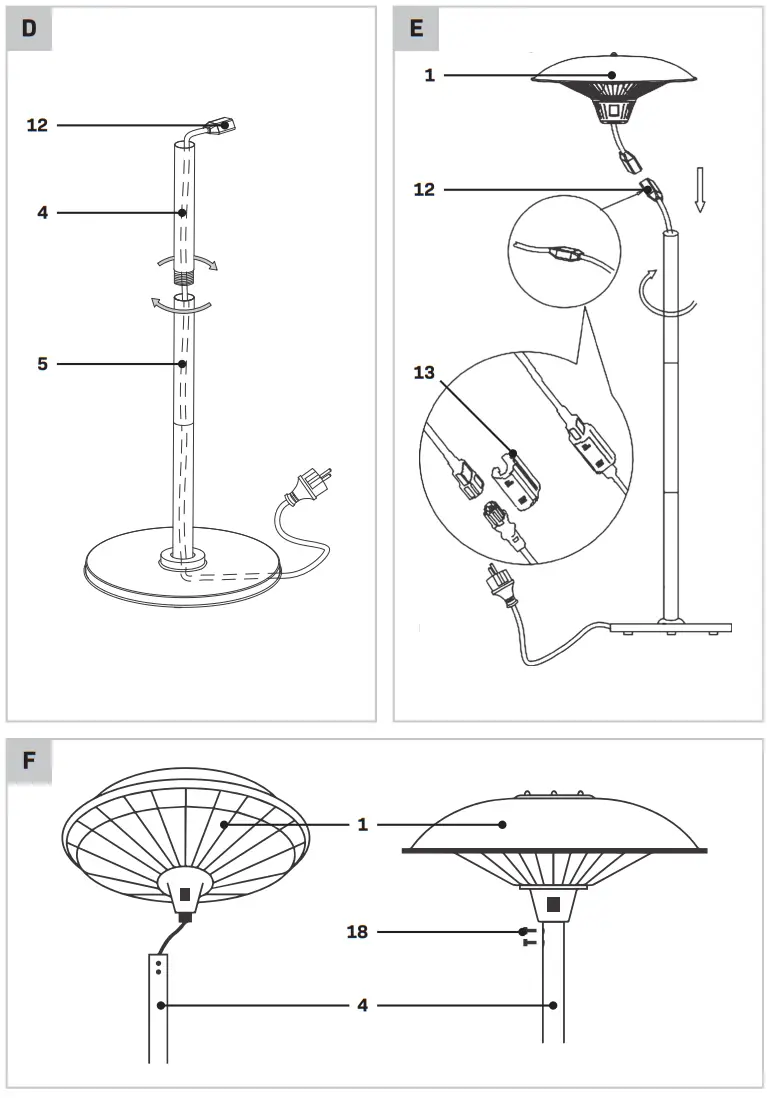 VONROC PH513AC Patio Heater Eolo On Stand - Package contents 2