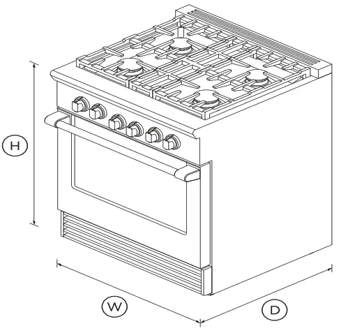 FISHER PAYKEL RDV2-304-L_N Dual Fuel Range Burners - DIMENSIONS