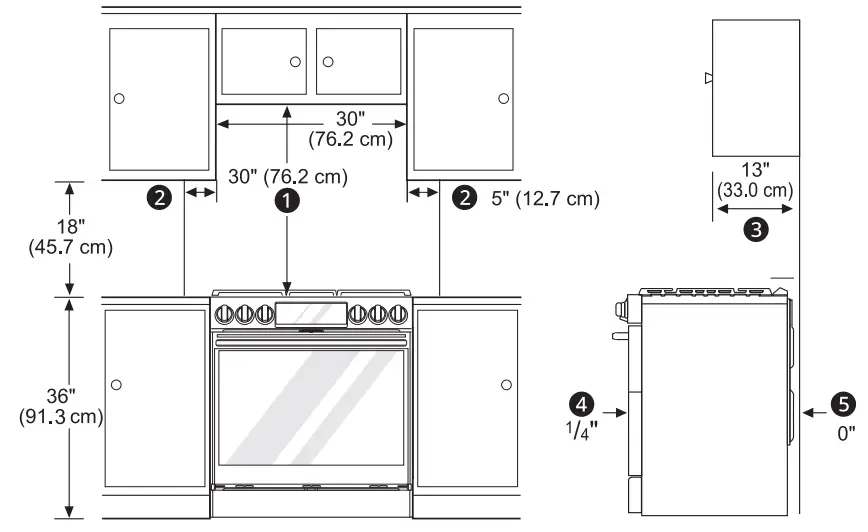 LG LSDS6338F 6.3 cu. ft. InstaView Gas Slide In Range - Clearances