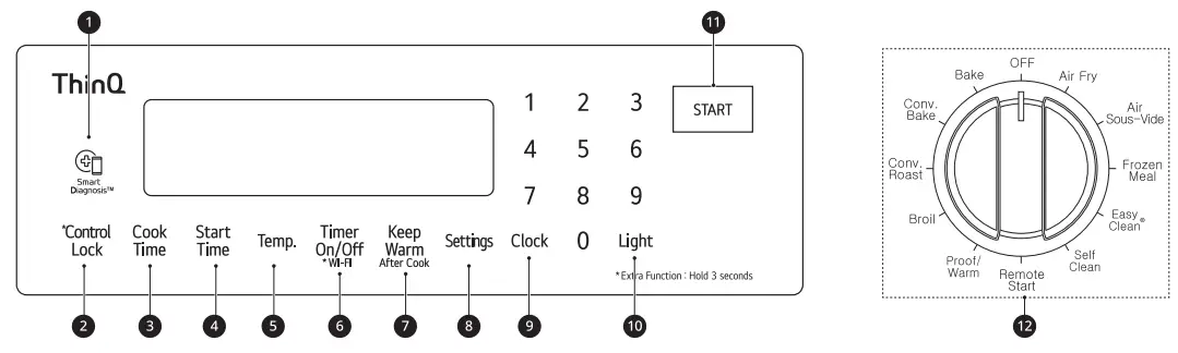 LG LSDS6338F 6.3 cu. ft. InstaView Gas Slide In Range - Control Panel