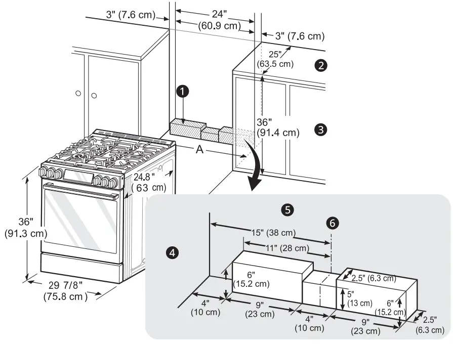 LG LSDS6338F 6.3 cu. ft. InstaView Gas Slide In Range - Outlet Locations