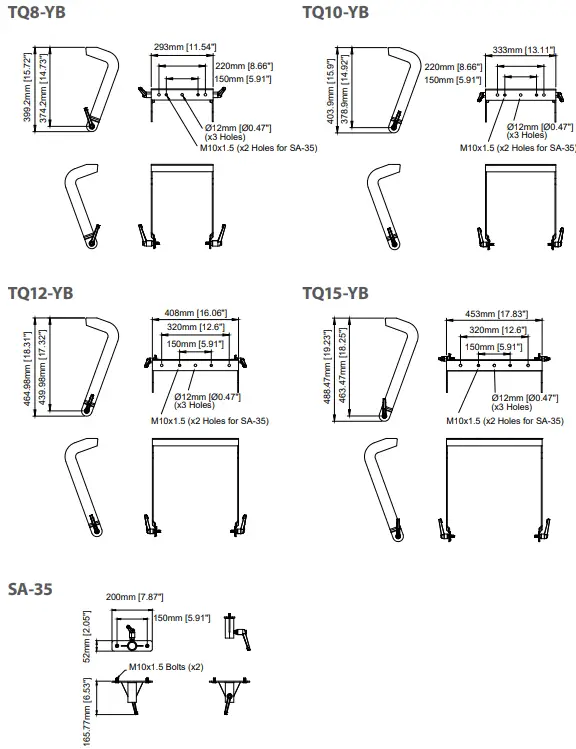 Turbosound TQ Series Loudspeaker - Dimensions 1