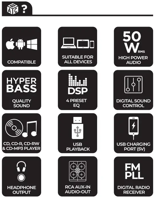 aiwa MSBTU-500 Mini Stereo +22 Hi-Fi System - Fig1