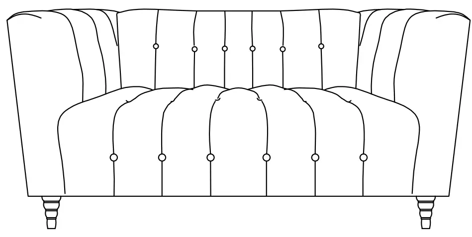 J-W1099-006 Square Arm Velvet Chesterfield Straight Sofa