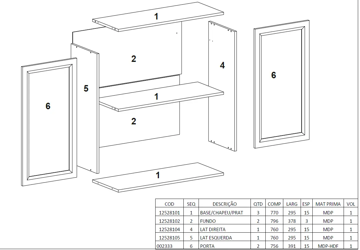 POLIMAN 12528 2 Doors Wall Cabinet 1