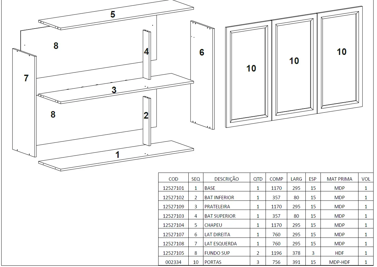 POLIMAN 12528 2 Doors Wall Cabinet 11