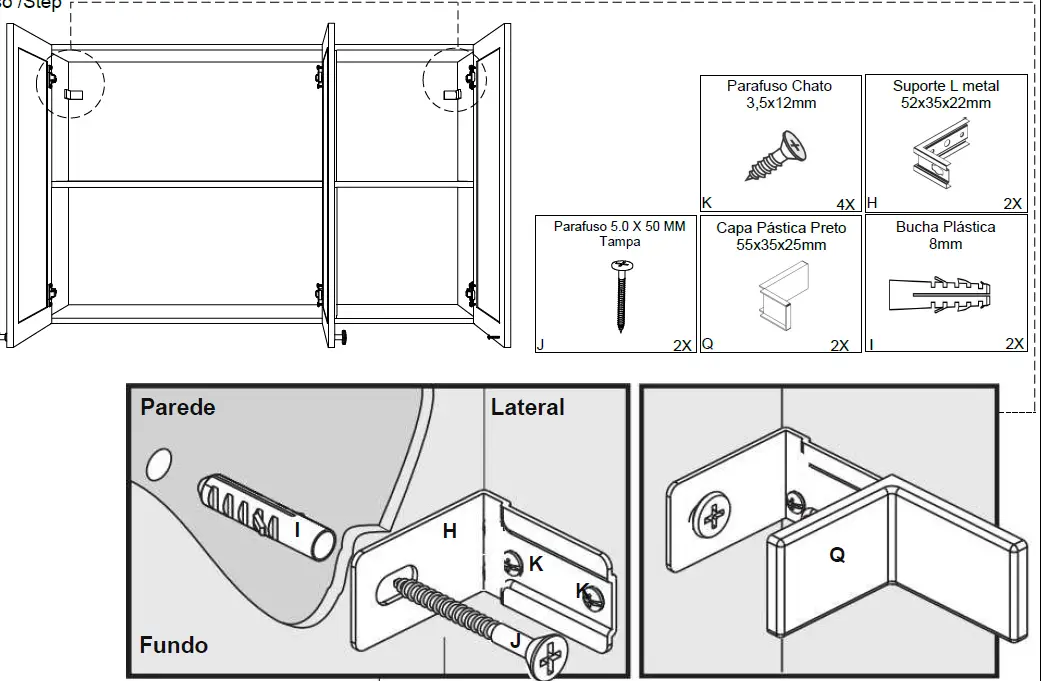 POLIMAN 12528 2 Doors Wall Cabinet 18