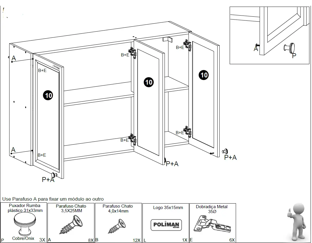POLIMAN 12528 2 Doors Wall Cabinet 19
