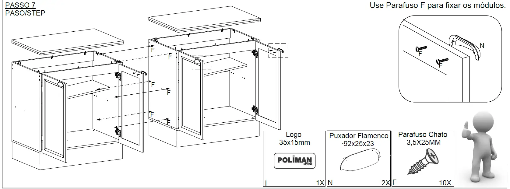 POLIMAN 12528 2 Doors Wall Cabinet 44