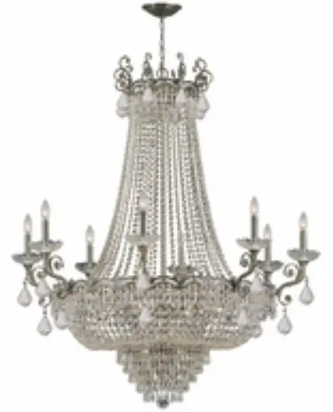 CRYSTORAMA 1486-HB-CL-MWP Majestic 11 Light 33 Inch Historic Brass Chandelier Ceiling Light