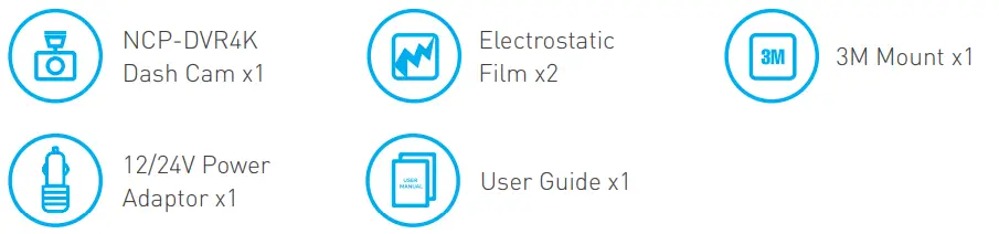 NANOCAM NCP DVR4K Dash Camera - Packeg