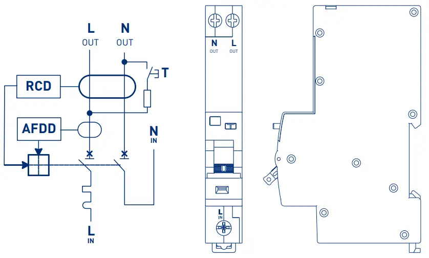 BG ELECTRICAL CURAFDB10A 01 Tall Body Combined AFDD - Connection Diagram
