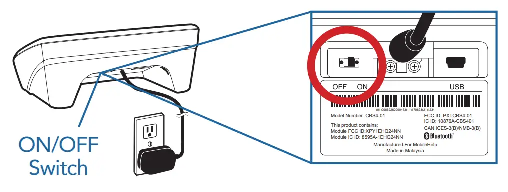 Turn on the ON/OFF switch on the back of the Base Station