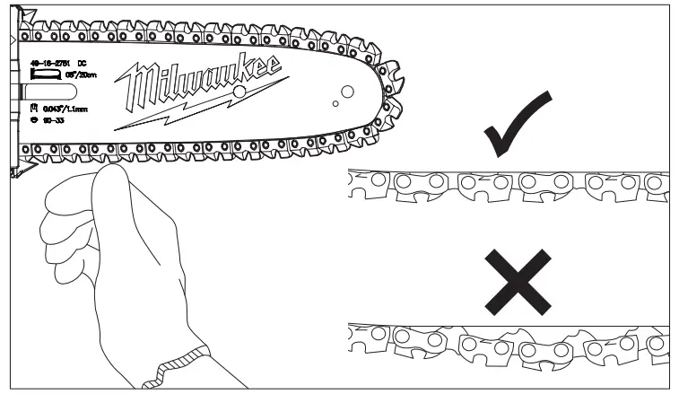 milwaukee M18 Fuel Hatchet 8 Pruning Saw - chain
