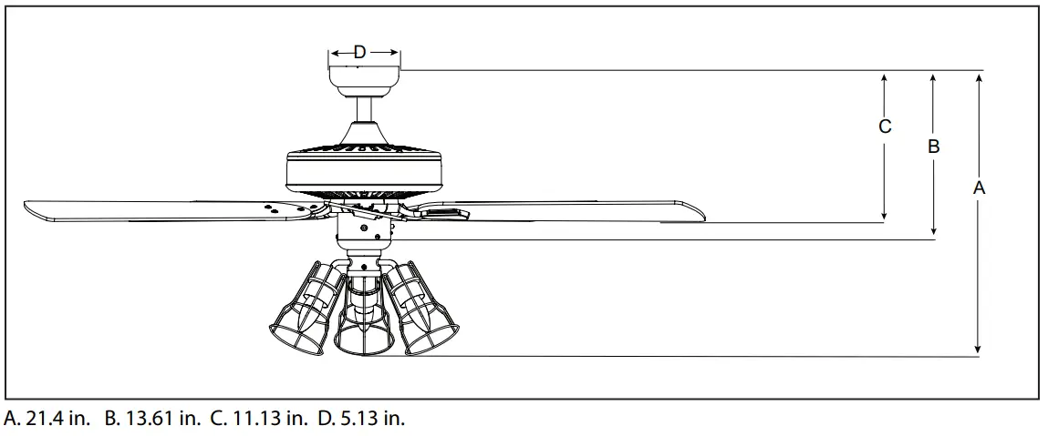 PROMINENCE HOME 50586 Indoor Ceiling Fan - DIMENSION