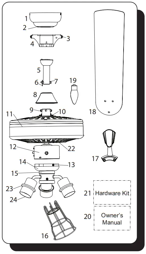 PROMINENCE HOME 50586 Indoor Ceiling Fan - PACKAGE CONTENTS