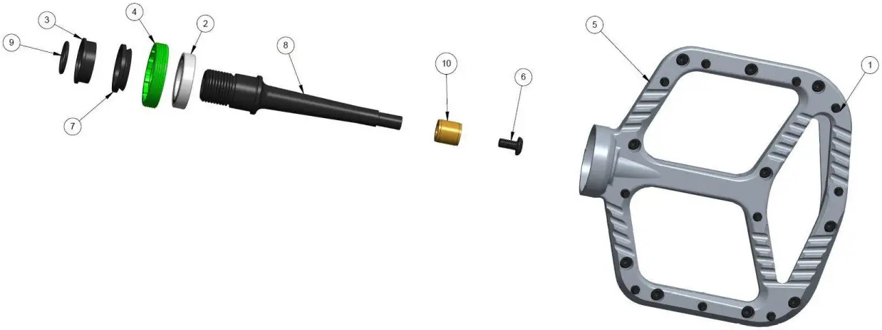 OneUp Components Aluminum Flat Pedals - PARTS LIST