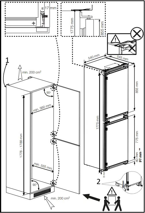 Blomberg KNE4564EVI Integrated Frost Free Combi Fridge Freezer C2