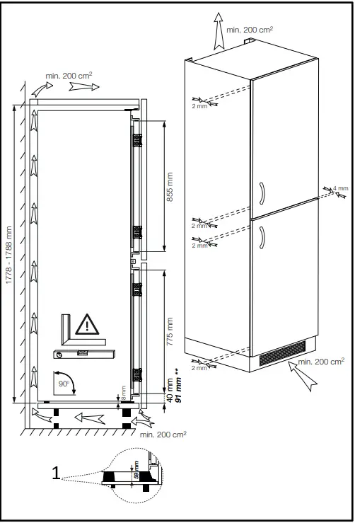 Blomberg KNE4564EVI Integrated Frost Free Combi Fridge Freezer C3