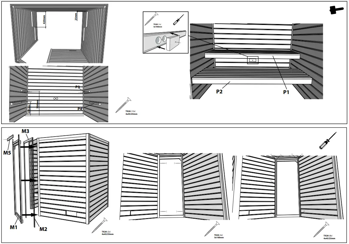 HANSCRAFT PALAPELI HS 4 Solid Selected Spruce Wood - Parts 11
