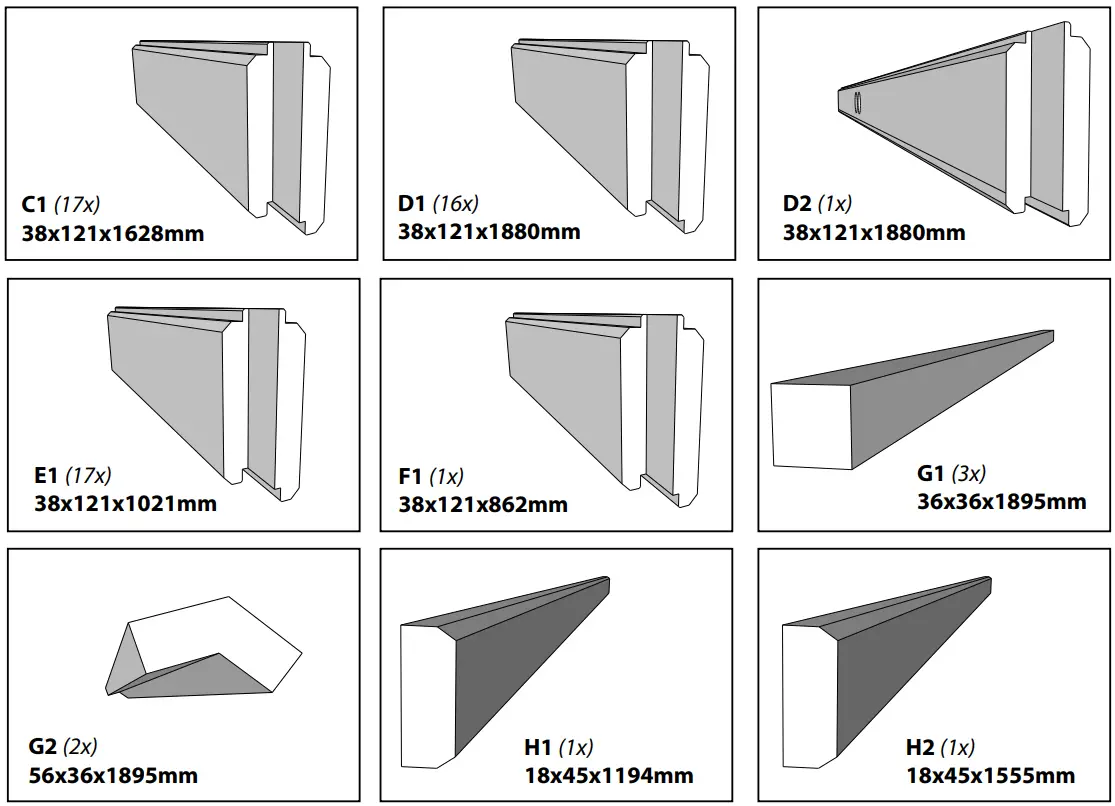 HANSCRAFT PALAPELI HS 4 Solid Selected Spruce Wood - Parts 4