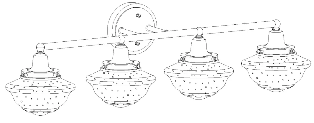ZEVNI Z-X8FIZFB2-50W4 4 Light Transitional Black Bathroom Vanity Light