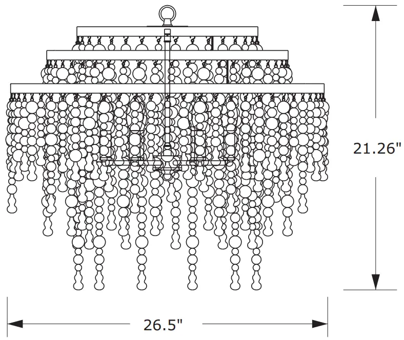 CRYSTORAMA POP A5076 MK Poppy Six Light Chandelier - Dimension