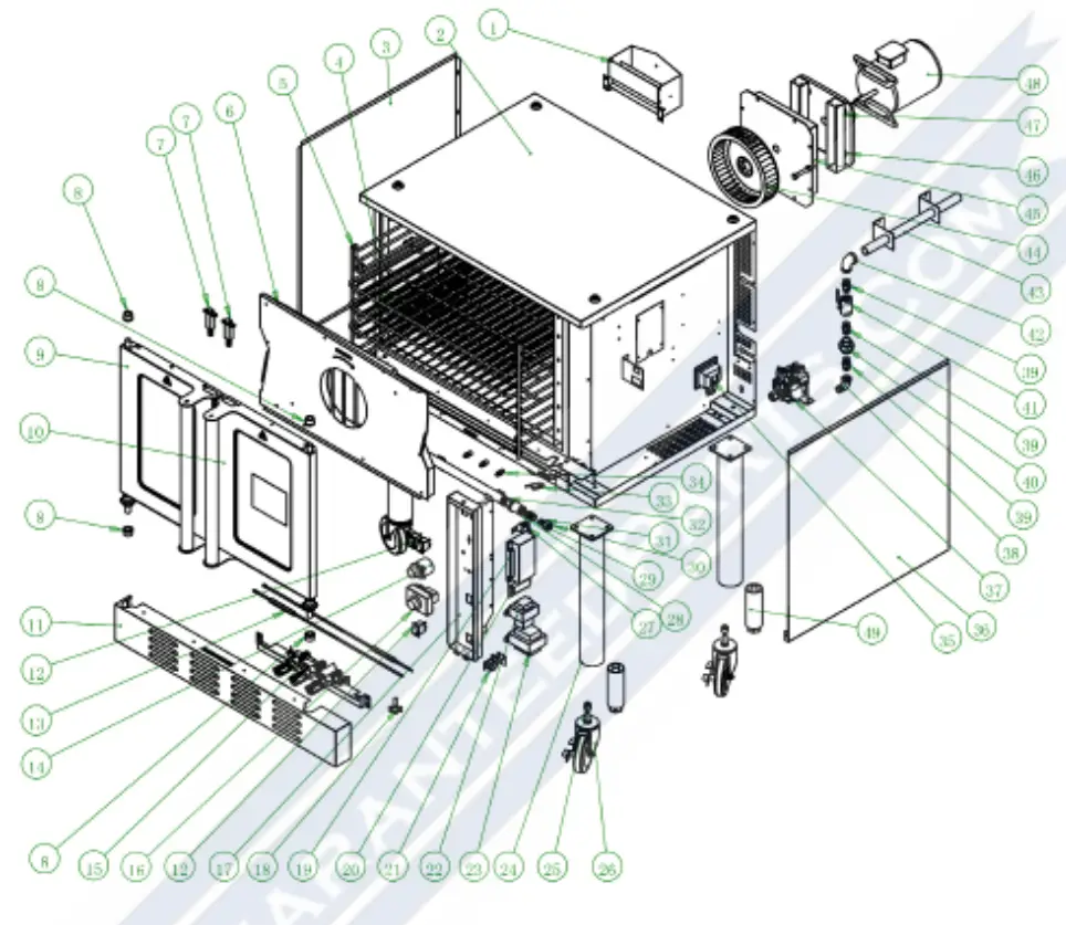Culitek BDCOF 54 Gas Convection Oven - Parts Diagram