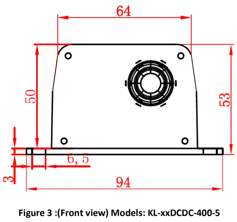 Kelly KL-48DCDC-400-5 Series Isolated DC-DC Converter - Front view