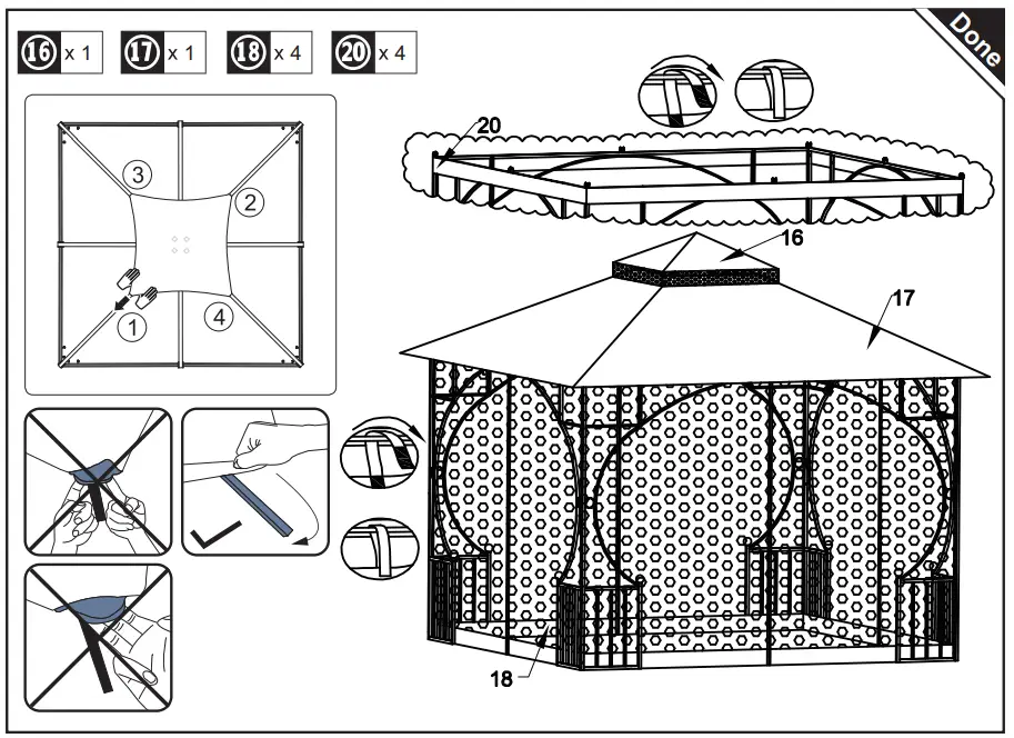 Outsunny 84C 005 Double Top Metal Gazebo with Curtains - Pa7