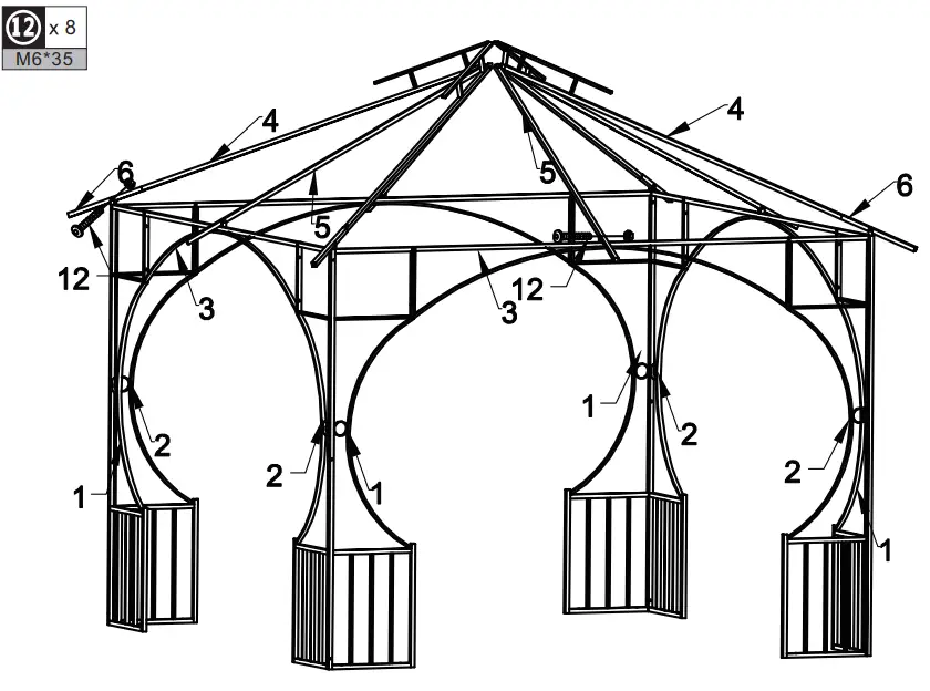Outsunny 84C 005 Double Top Metal Gazebo with Curtains - Par5