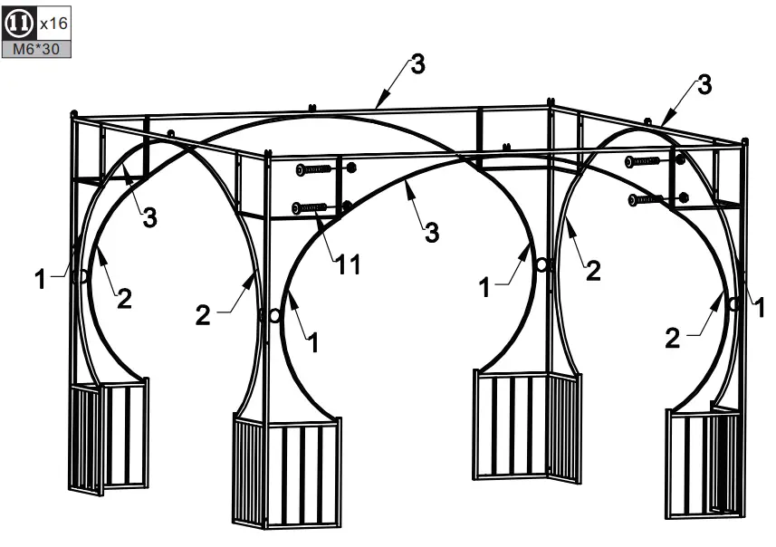 Outsunny 84C 005 Double Top Metal Gazebo with Curtains - Part 3