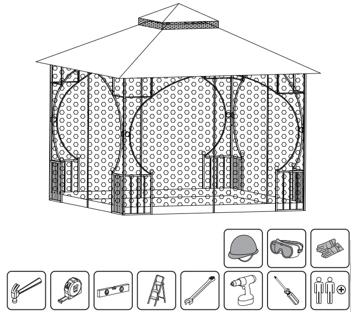 Outsunny 84C 005 Double Top Metal Gazebo with Curtains