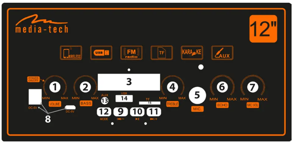 media tech MT3169 Boombox Trolley BT -