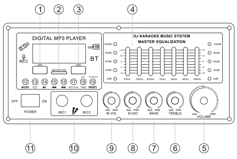 PYLE PPHP1233B 3x12 Inch Portable Wireless BT PA Karaoke Speaker System - OVERVIEW