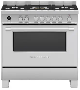 FISHER PAYKEL OR90SPG6X1 90cm 5 Burners Selfcleaning Dual Fuel Freestanding Cooker